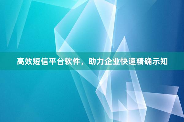 高效短信平台软件，助力企业快速精确示知